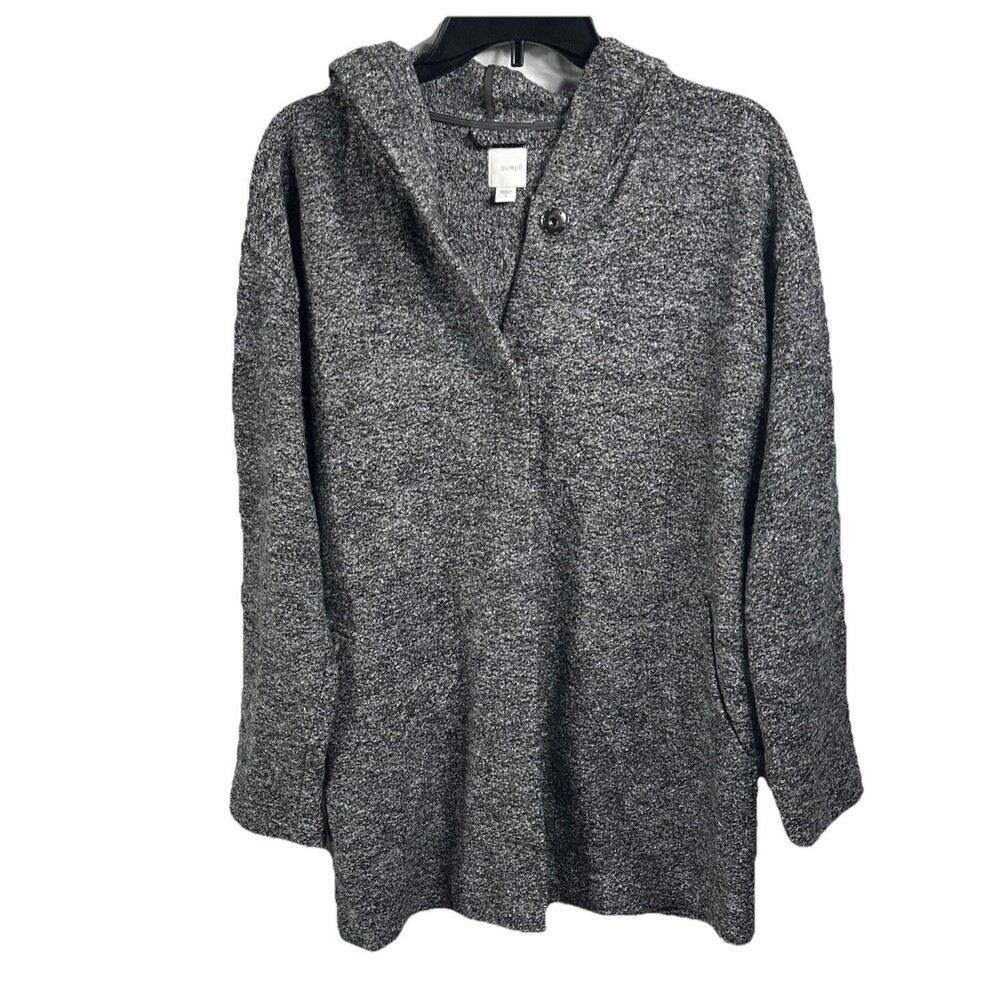 J Jill Gray Wool Blend Snap Front Tunic Cardigan Sweater Jacket Women’s Small